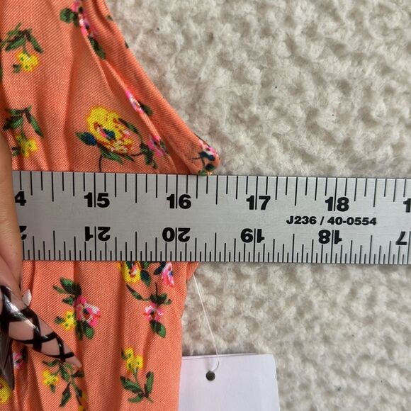 BP Romper Womens Small‎ Orange Grounded Ditsy Floral - Picture 7 of 7